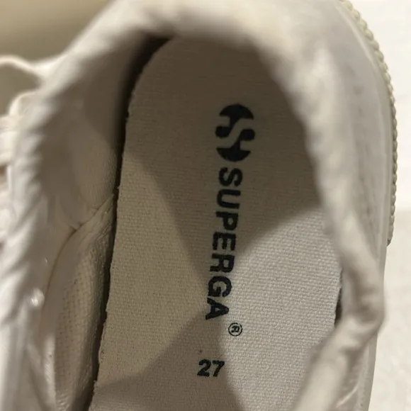 Superga kids unisex canvas hook &amp; loop fastener Sneakers size 10.5 white