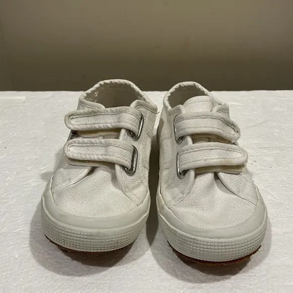 Superga kids unisex canvas hook &amp; loop fastener Sneakers size 10.5 white
