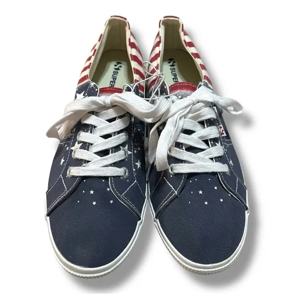 Superga Patriotic Canvas Sneakers with Stars and Stripes Women’s 10/Men’s 8.5