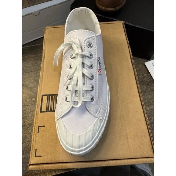 Superga Women's Shoe Size 41 US 10.5 White Canvas 2630 Stripe Sneakers