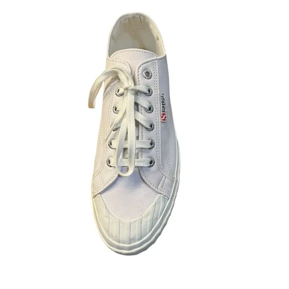 Superga Women's Shoe Size 41 US 10.5 White Canvas 2630 Stripe Sneakers