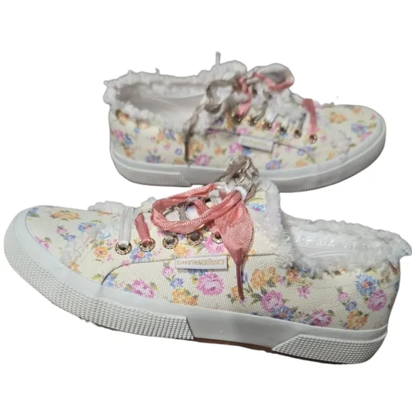 Superga x LoveShackFancy 2750 Flower Fringed Sneakers Sz 8