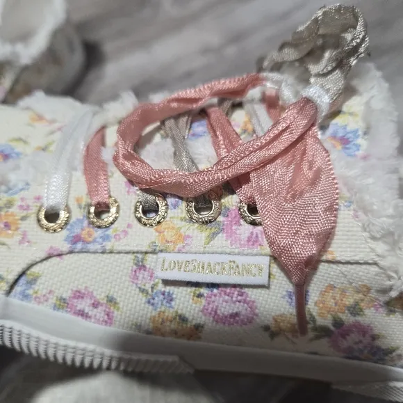 Superga x LoveShackFancy 2750 Flower Fringed Sneakers Sz 8
