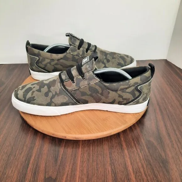 Supra Flow Mens Size 12 Shoes Camo Green Brown Canvas Skate Sneakers Camouflage