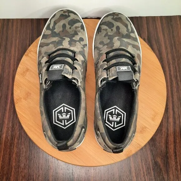 Supra Flow Mens Size 12 Shoes Camo Green Brown Canvas Skate Sneakers Camouflage
