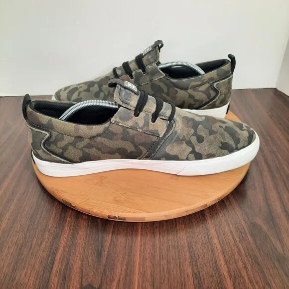 Supra Flow Mens Size 12 Shoes Camo Green Brown Canvas Skate Sneakers Camouflage