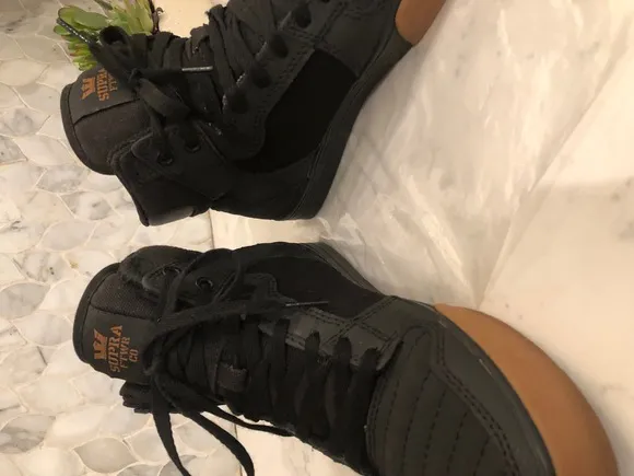 SUPRA Vaider X Sneakers Mens Size 7 Black High Top Gum Sole Logo
