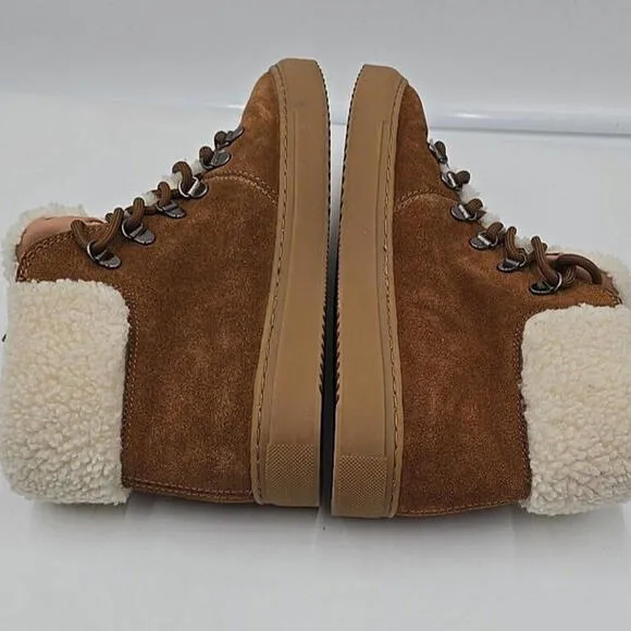 SUSMA Womens 9 Desert Boots Winter Burnt Orange  Suede Faux Fur Ankle
