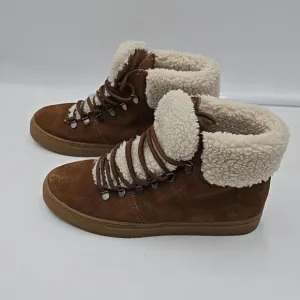 SUSMA Womens 9 Desert Boots Winter Burnt Orange  Suede Faux Fur Ankle
