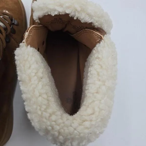 SUSMA Womens 9 Desert Boots Winter Burnt Orange  Suede Faux Fur Ankle