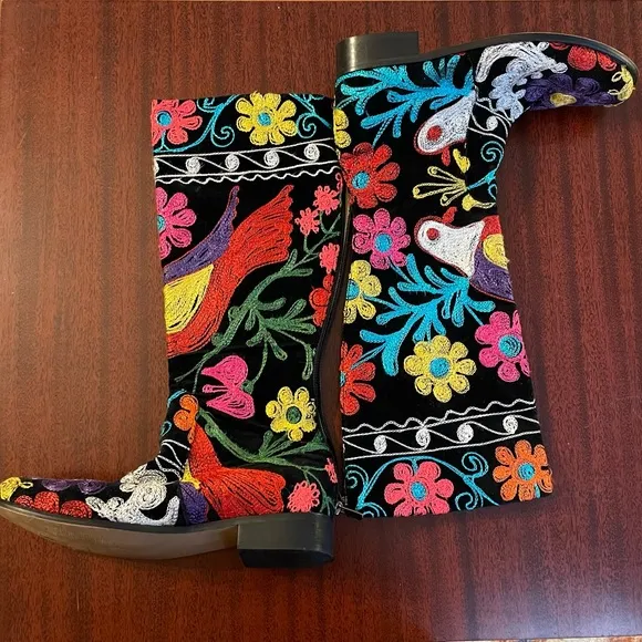 Suzani Embroidered Velvet Riding Boots