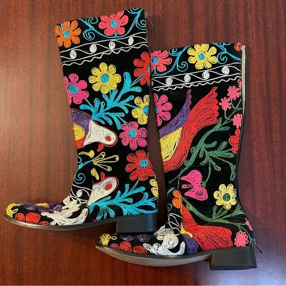 Suzani Embroidered Velvet Riding Boots
