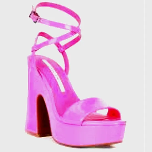 🆕️Sz9 Gianni Bini Neon Pink Lexey Ankle Strap Platform Heels