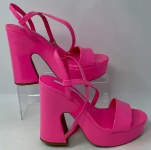 🆕️Sz9 Gianni Bini Neon Pink Lexey Ankle Strap Platform Heels