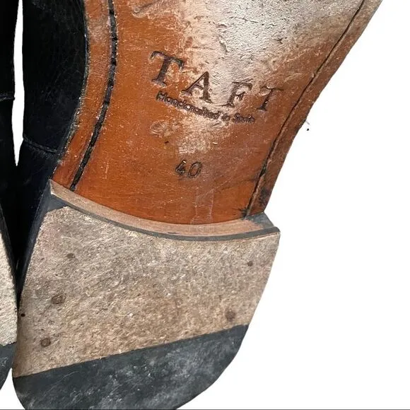 TAFT Men’s Black Leather Chelsea Pull-On Ankle Boots Handcrafted In Spain 40