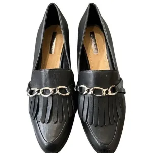 Tahari Langley Black Block Heel Loafers