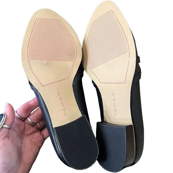 Tahari Langley Black Block Heel Loafers