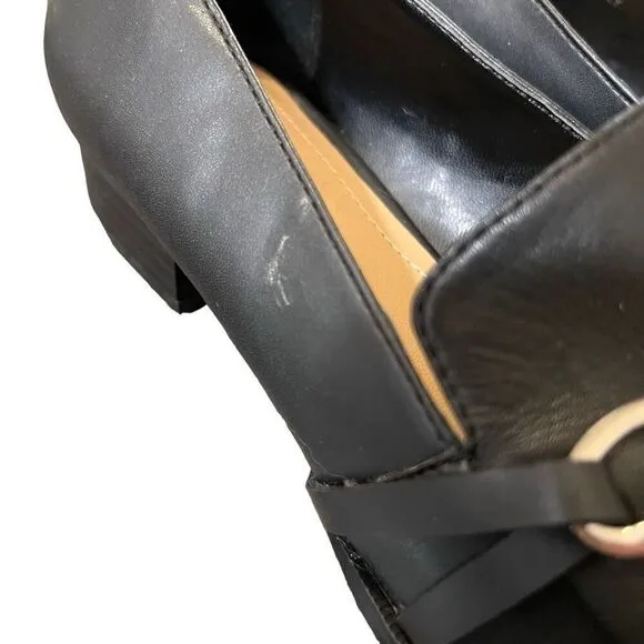 Tahari Langley Black Block Heel Loafers