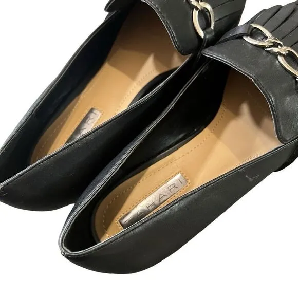 Tahari Langley Black Block Heel Loafers