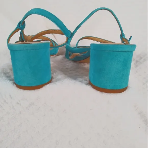 Talbots Blue Strappy Sandals with Low Block Heel