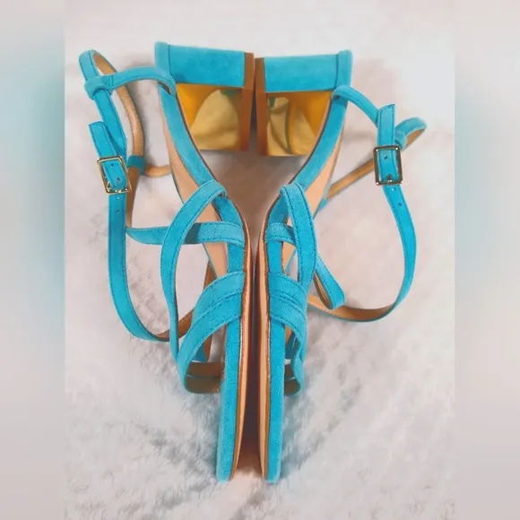 Talbots Blue Strappy Sandals with Low Block Heel