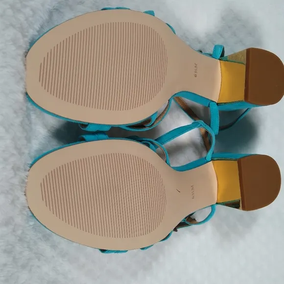 Talbots Blue Strappy Sandals with Low Block Heel