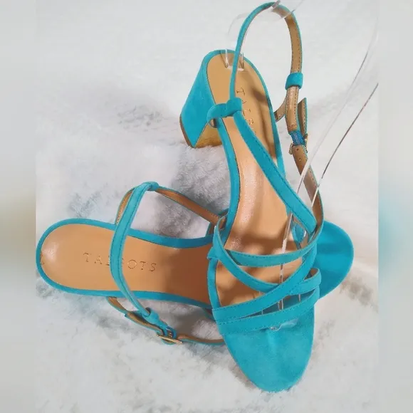 Talbots Blue Strappy Sandals with Low Block Heel