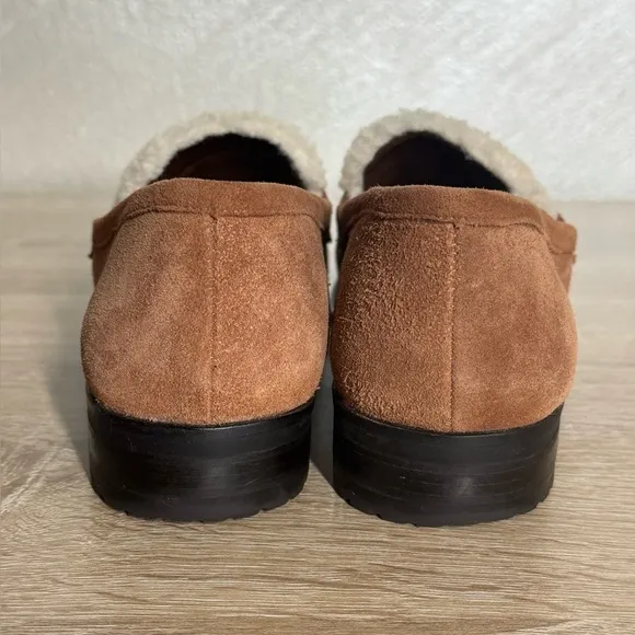 Talbots Cassidy Women's 7.5M Brown Suede Sherpa Loafers with Tassels