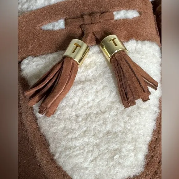Talbots Cassidy Women's 7.5M Brown Suede Sherpa Loafers with Tassels