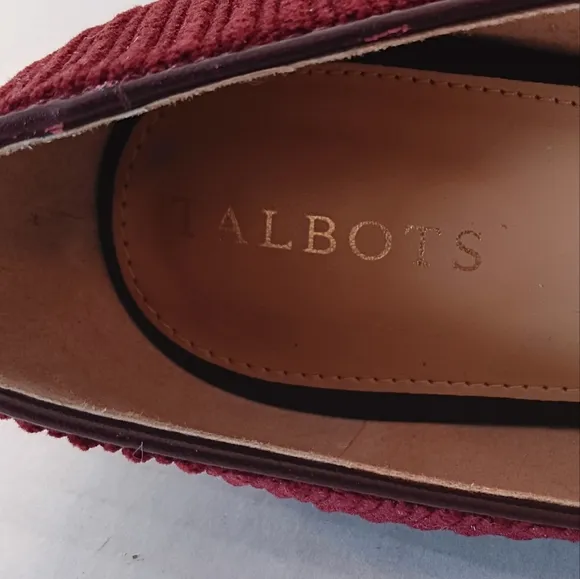 Talbots Ryan Corduroy Loafers Embroidered Owl Rich Red/Burgendy US Size 10M