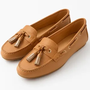Talbots Tan Leather Loafers with tassels sz 8 nwot