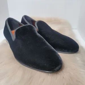 Tallia Tedaldo Men Slip On Smoking Loafers  Bordeaux Black  Velvet Size 10.5