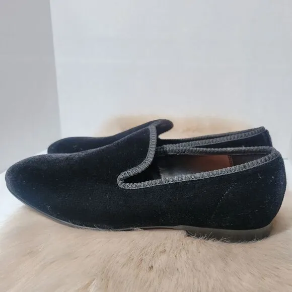 Tallia Tedaldo Men Slip On Smoking Loafers  Bordeaux Black  Velvet Size 10.5