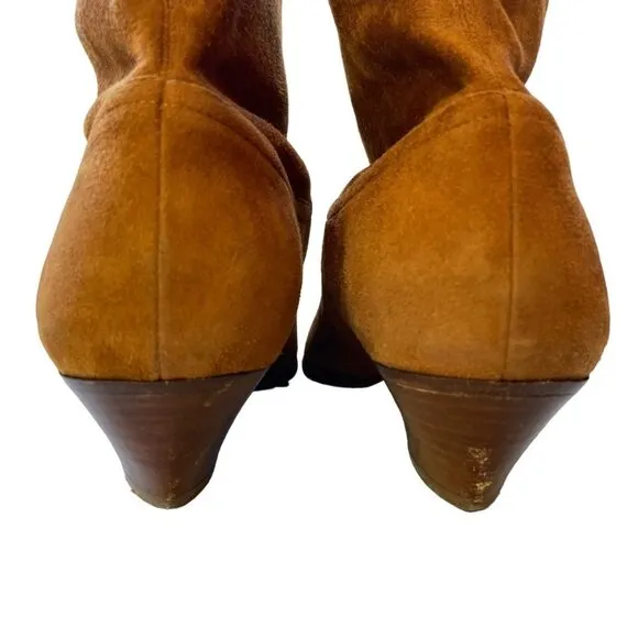 Tamara Mellon Go West Suede Stretch Ankle Bootie Boots Chestnut Brown Size 11