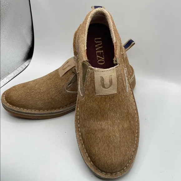 Tan Suede Slip-On Loafers with Stitching Detail uwezo brand handmade