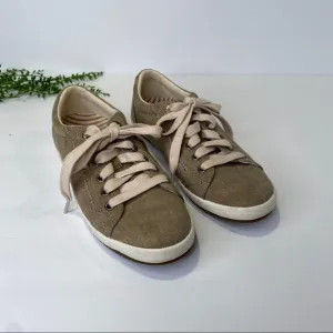 Taos Footwear Khaki Wash Canvas Star Sneakers Size 6-6.5M Lace Up Comfort Shoe