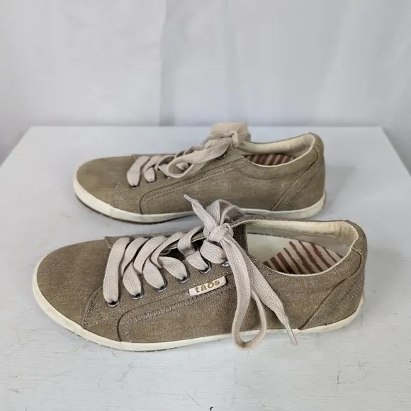 Taos Footwear Star Tan Beige Canvas Sneakers
