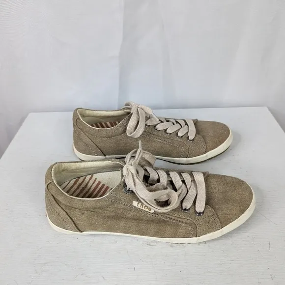 Taos Footwear Star Tan Beige Canvas Sneakers