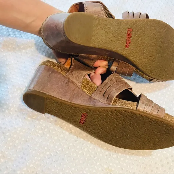 Taos Sandals Women Weave Slingback Strappy Beige Leather Wedge Heels