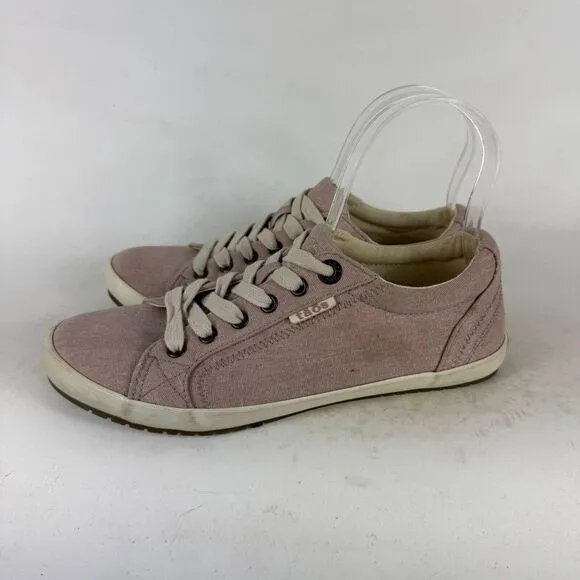 Taos Star Sneakers Women's 8 Pink Canvas Lace-Up Casual Shoes Comfort STA-12844
