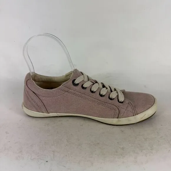 Taos Star Sneakers Women's 8 Pink Canvas Lace-Up Casual Shoes Comfort STA-12844