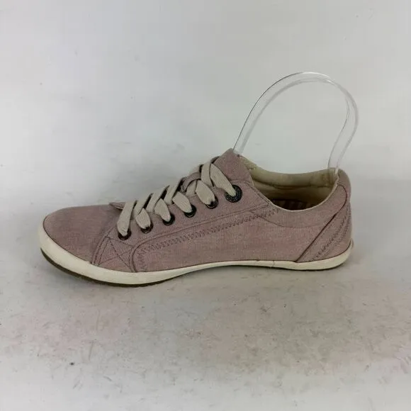 Taos Star Sneakers Women's 8 Pink Canvas Lace-Up Casual Shoes Comfort STA-12844