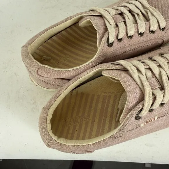 Taos Star Sneakers Women's 8 Pink Canvas Lace-Up Casual Shoes Comfort STA-12844
