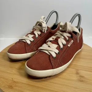 Taos Women 6 Burnt Orange Star Sneakers Lace Up Canvas Comfort Sole Arch Support