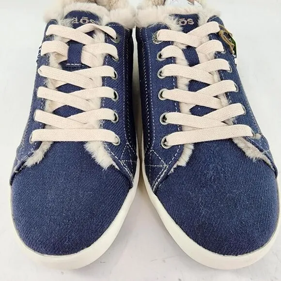 Taos Starline Women's Faux Fur Lined Canvas Sneakers US 8.5 Blue Comfort Shoe