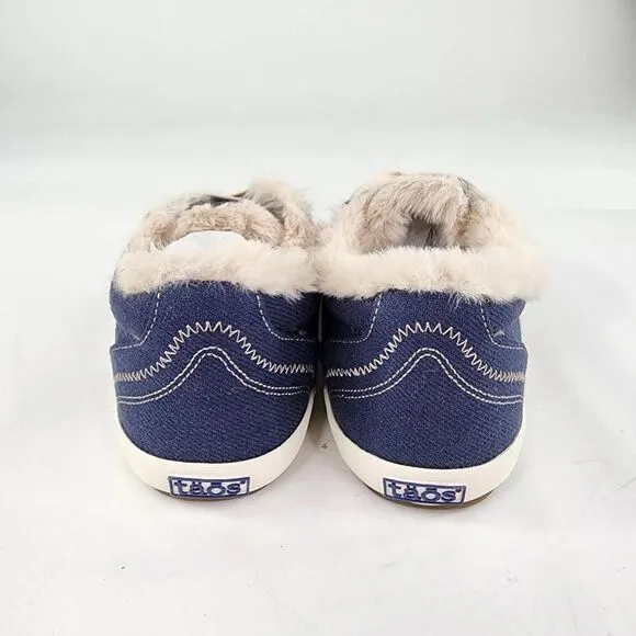 Taos Starline Women's Faux Fur Lined Canvas Sneakers US 8.5 Blue Comfort Shoe