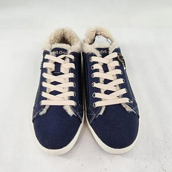 Taos Starline Women's Faux Fur Lined Canvas Sneakers US 8.5 Blue Comfort Shoe