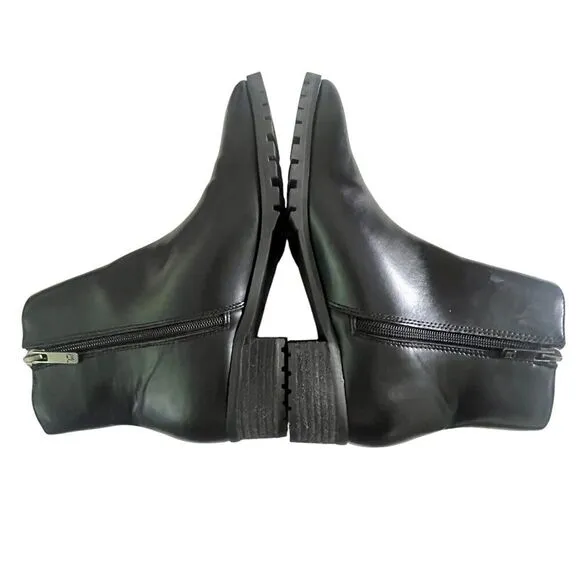 Taryn Rose Women’s size 7.5 Emmy Faux Leather Ankle Zip Boots Block Heel Black
