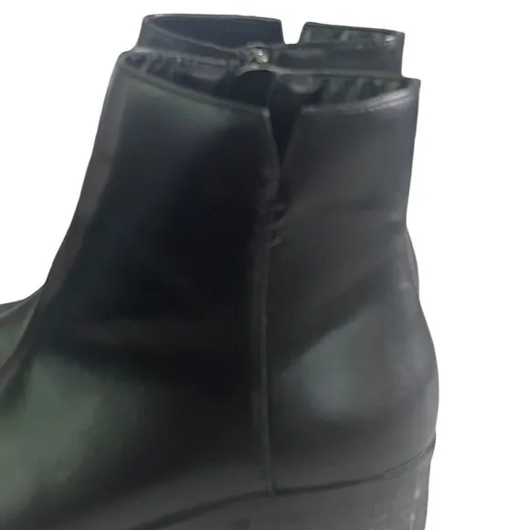 Taryn Rose Women’s size 7.5 Emmy Faux Leather Ankle Zip Boots Block Heel Black