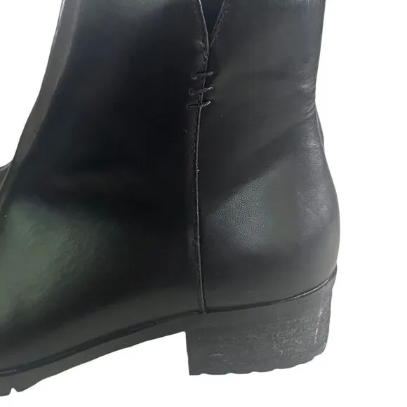 Taryn Rose Women’s size 7.5 Emmy Faux Leather Ankle Zip Boots Block Heel Black